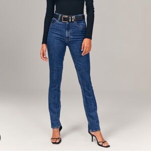 Abercrombie Ultra High Rise The‎ Slim Straight Jean Dark Blue Wash Size 14/32